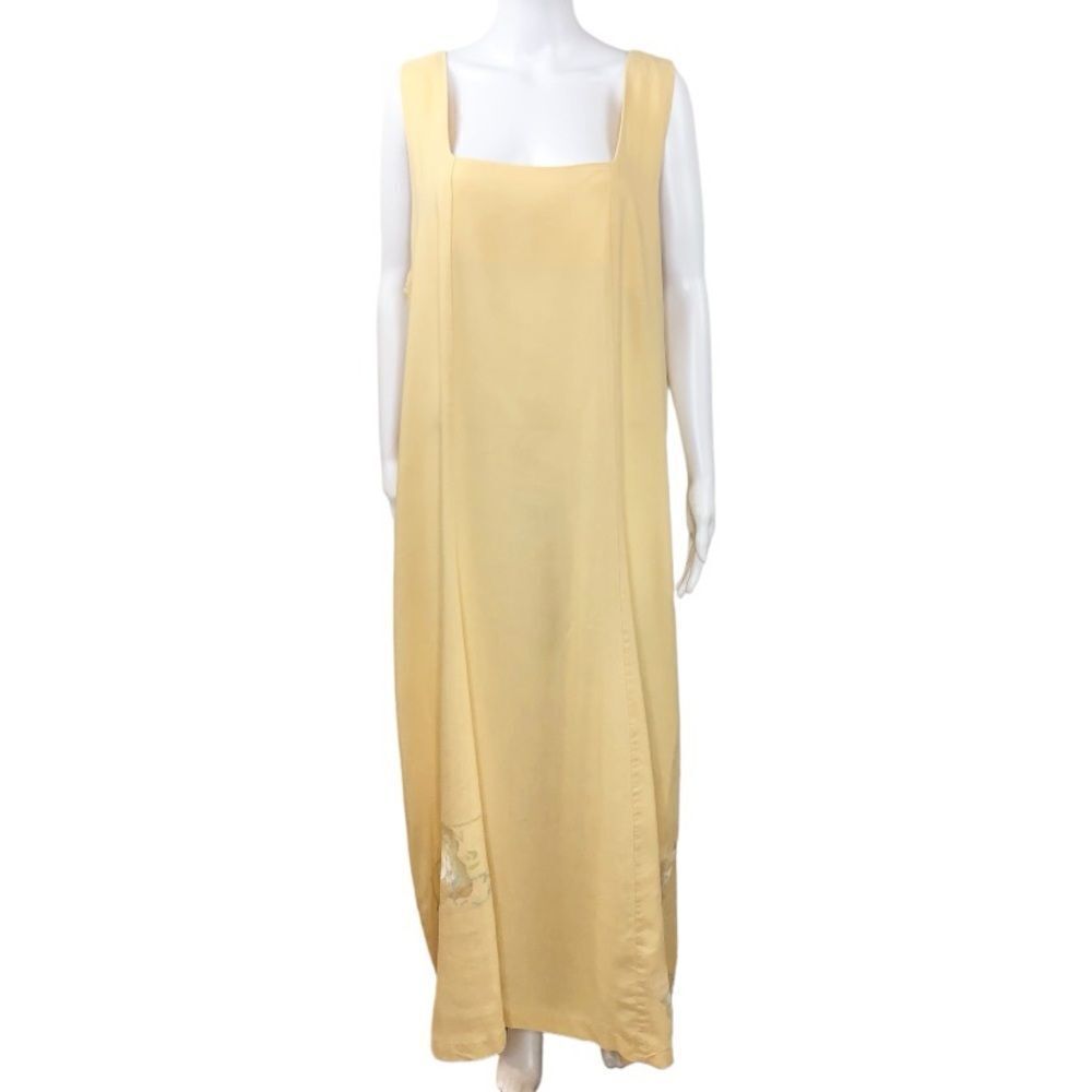 Blue Fish Vintage Yellow Sleeveless 100% Tencel Back Tie Maxi Dress One Size
